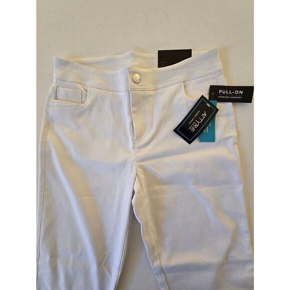 NWT Attyre Women's Audrey Embellished Hem Stretch Slim Ankle Pants White Size 10 - Picture 5 of 13